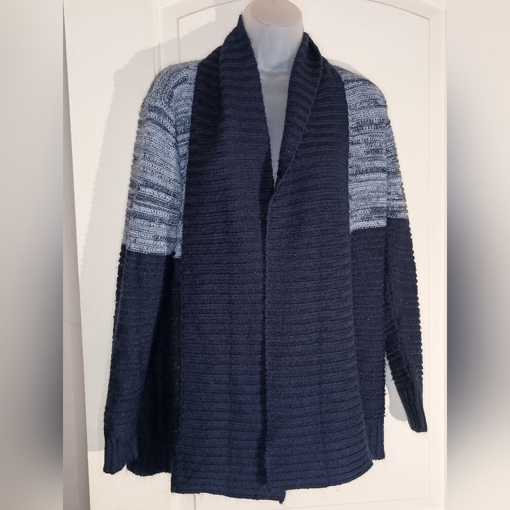 Cute Blue Winter casual cozy multi color JASON MAXWELL Duster‎ cardigan(#4)